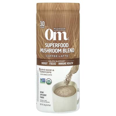 Superfood Mushroom Blend, Coffee Latte, 8.47 oz (240 g)
