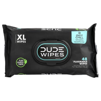 Dude Products влажные салфетки, XL, Mint Chill, 48 шт.