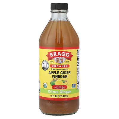 Organic Apple Cider Vinegar с «матерью», цитрус и имбирь, 16 fl oz (473 ml)