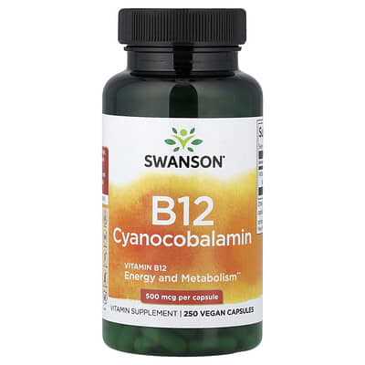 Vitamin B12, 500 mcg, 250 Vegan Capsules