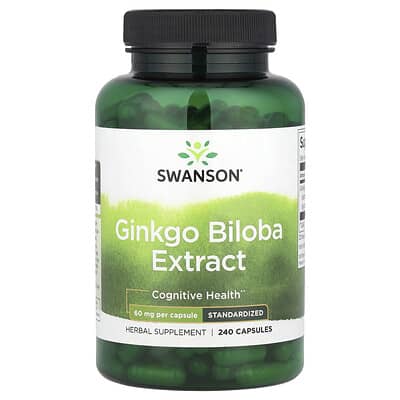 Ginkgo Biloba Extract, Standardized, 60 mg, 240 Capsules