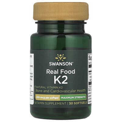 Real Food K2, Maximum Strength, 200 mcg, 30 Softgels