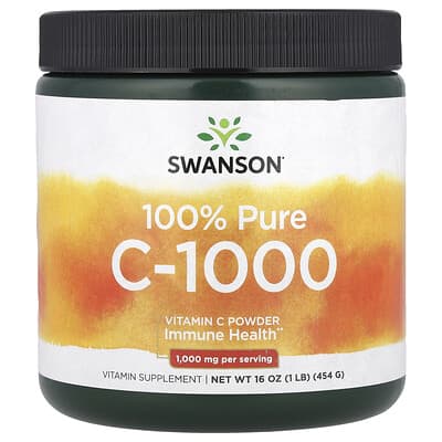 Swanson Vitamins 100% Pure C-1000, порошок витамина C, 16 oz (454 g)