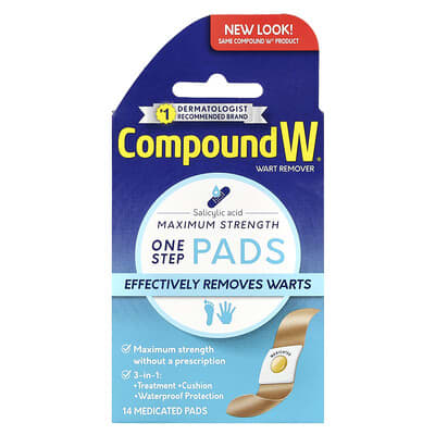 Wart Remover, One Step Pads, Maximum Strength, 14 Medicated Pads