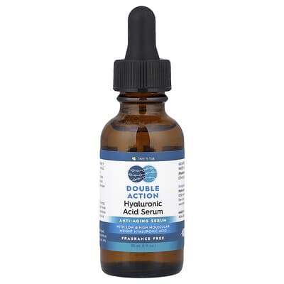 Double Action Hyaluronic Acid Serum, Fragrance Free, 1 fl oz (30 ml)