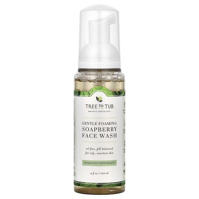Gentle Foaming Soapberry Face Wash, Awakening Peppermint, 4 fl oz (120 ml)