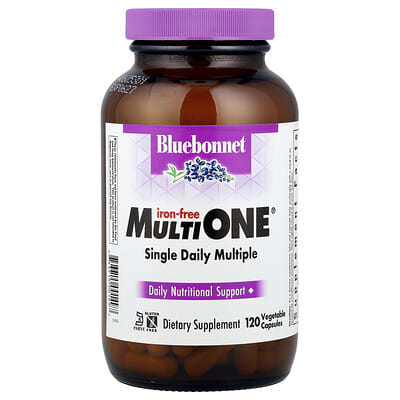 Bluebonnet Nutrition MultiONE®, ежедневные мультивитамины, без железа, 120 растительных капсул