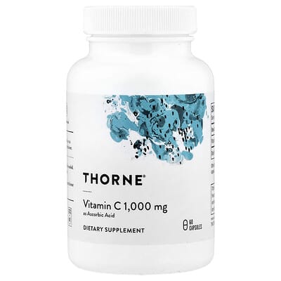 Витамин C Thorne, в виде аскорбиновой кислоты, 60 Capsules (1 g per Capsule)