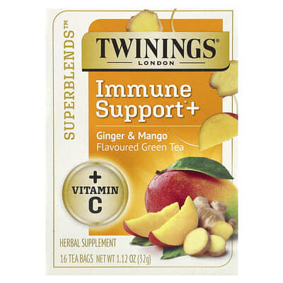Superblends™, Immune Support+ Green Tea, Ginger & Mango, 16 Tea Bags, 1.12 oz (32 g)