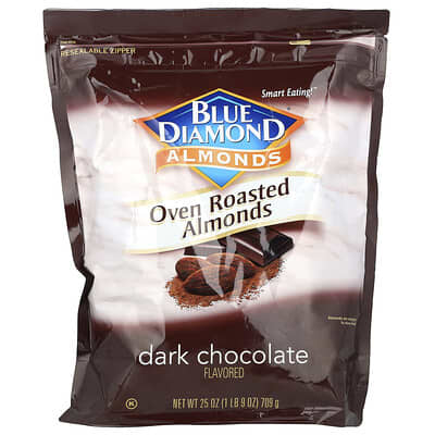 Almonds, Oven Roasted Almonds, Dark Chocolate, 25 oz (709 g)