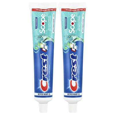 Plus Scope, Anticavity Fluoride Toothpaste, Minty Fresh Striped, 2 Pack, 5.4 oz (153 g)  Each