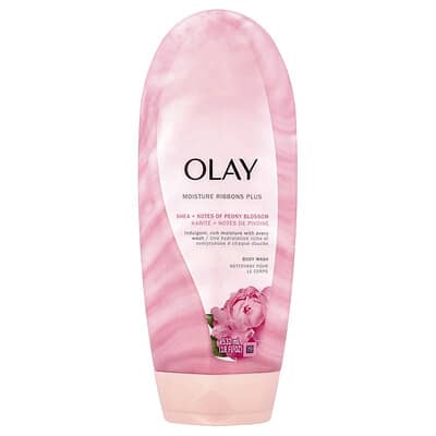 Гель для душа Olay Moisture Ribbons Plus Body Wash, Shea + Notes of Peony Blossom, 18 fl oz (532 ml)