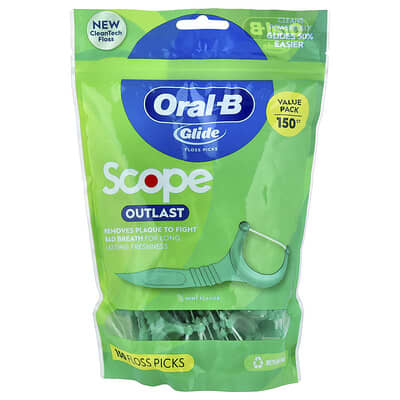 Зубные нити Oral-B Glide, Scope Outlast Floss Picks, Mint, 150 штук