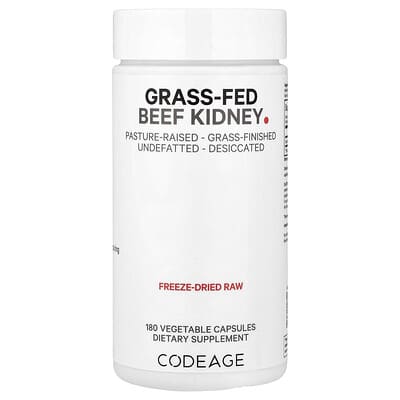 Почки говядины Grass-Fed, 180 вегетарианских капсул (500 mg на капсулу)