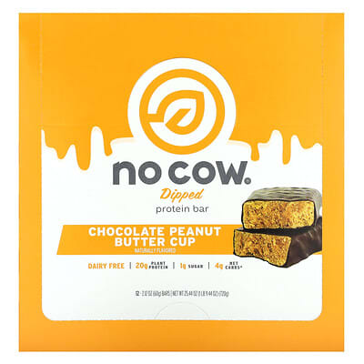 Протеиновый батончик No Cow Chocolate Peanut Butter Cup, 12 шт. 2.12 oz (60 g)