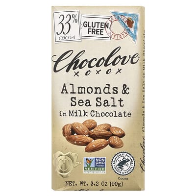 Шоколад Chocolove с миндалем и солью в молочном шоколаде, 33% какао, 3.2 oz (90 g)