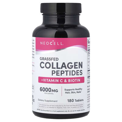 Grassfed Collagen Peptides + Vitamin C & Biotin, 180 Tablets