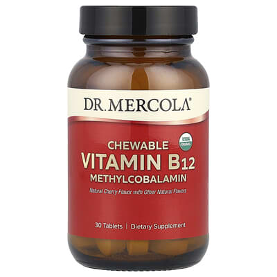 Жевательные таблетки витамина B12 Methylcobalamin, натуральная вишня, 30 шт