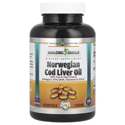 Norwegian Cod Liver Oil, Lemon, 1,250 mg, 120 Softgels