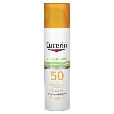 Clear Skin, Lightweight Sunscreen Lotion for Face, SPF 50, Fragrance Free, 2.5 fl oz (75 ml)