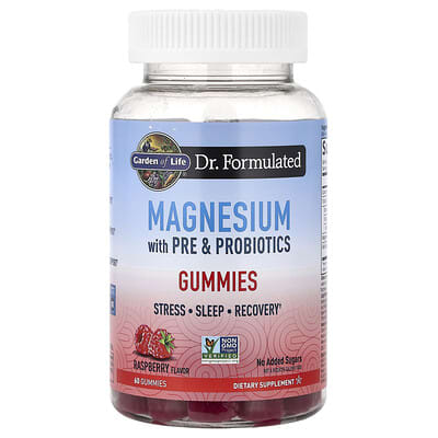 Magnesium with Pre & Probiotics Gummies, Raspberry, 60 Gummies