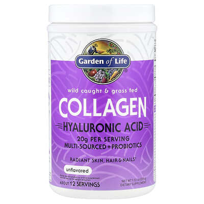 Wild Caught & Grass Fed Collagen, Hyaluronic Acid, Unflavored, 9.52 oz (270 g)
