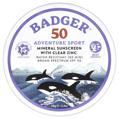 Adventure Sport, Mineral Sunscreen with Clear Zinc, SPF 50, Unscented, 2.4 oz (68 g)