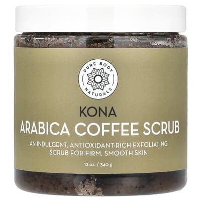Kona Arabica Coffee Scrub, скраб для тела, 12 oz (340 g) Pure Body Naturals