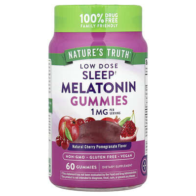 Sleep Melatonin Gummies, Delicious Mixed Berry, 1 mg, 60 Gummies