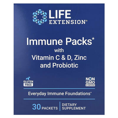 Immune Packs с Витамином C & D, Zinc и Probiotic, 30 Packets