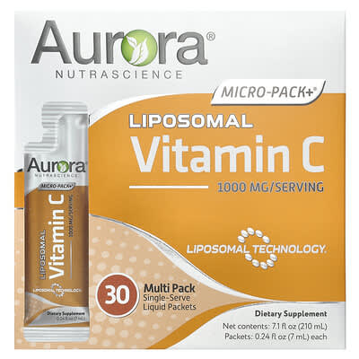 Micro-Pack+®, липосомальный витамин C, 30 пакетиков по 0.24 fl oz (7 ml)