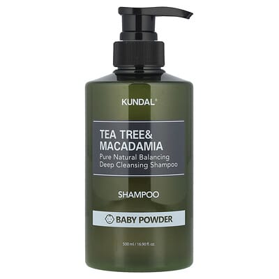 Kundal шампунь с маслом чайного дерева и макадамии, аромат детской присыпки, 16.9 fl oz (500 ml)
