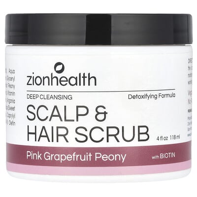 Скраб для кожи головы и волос с биотином, Pink Grapefruit Peony, 4 fl oz (118 ml)