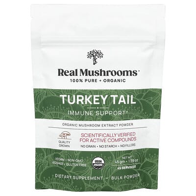 Real Mushrooms порошок экстракта гриба Turkey Tail, 1.59 oz (45 g)