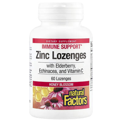Zinc Lonzenges, с бузиной, эхинацеей и витамином C, Honey Blossom, 60 пастилок
