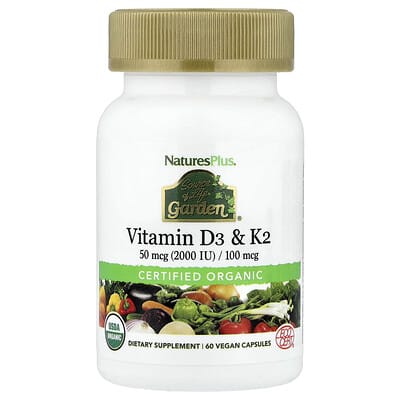 Source of Life® Garden, Organic Vitamin D3 & K2, 60 Vegan Capsules