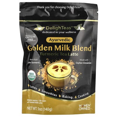 Turmeric Tea Latte, Ayurvedic Golden Milk Blend, Caffeine Free, 5 oz (140 g)
