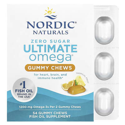 Ultimate Omega® Gummy Chews, Tropical Fruit, 1,200 mg, 54 Gummy Chews (600 mg per Gummy)