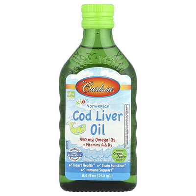 Kid's, Norwegian Cod Liver Oil, Natural Green Apple, 8.4 fl oz (250 ml)