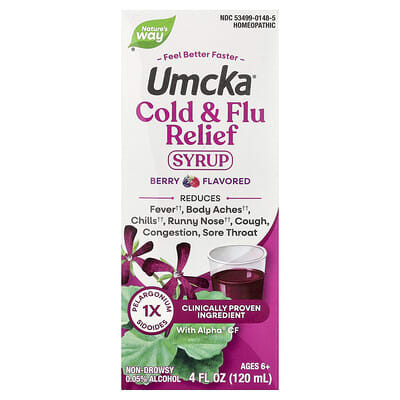 Сироп Umcka® Cold + Flu Relief, Ages 6+, Berry, 4 fl oz (120 ml)