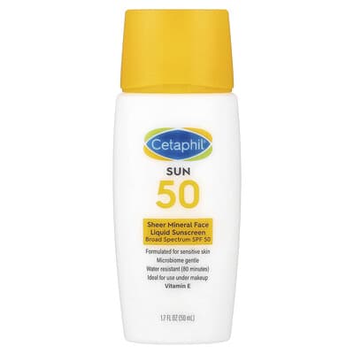 Sheer Mineral Sunscreen Face Drops, SPF 50, All Skin Types, Fragrance Free, 1.7 fl oz (50 ml)