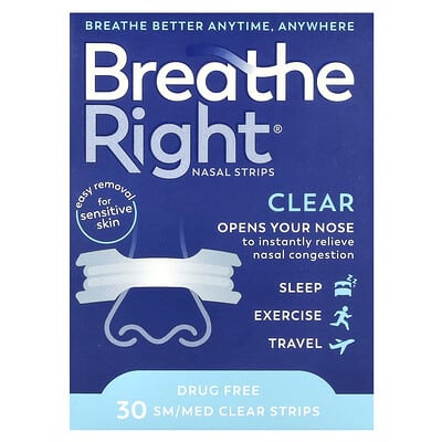 Nasal Strips, SM/Med, Clear, 30 Strips