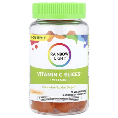 Vitamin C Slices™ + Vitamin E, цитрус, 60 веганских мармеладных витаминов