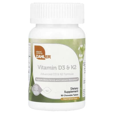Vitamin D3 & K2, Peach Apricot, 90 Chewable Tablets