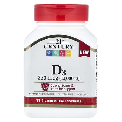 Vitamin D3, 250 mcg (10,000 IU), 110 Rapid Release Softgels