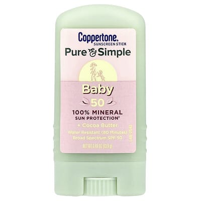 Солнцезащитный стик для детей Coppertone Pure & Simple, SPF 50, 0.49 oz (13.9 g)