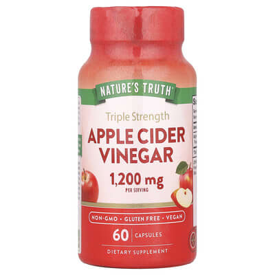 Яблочный уксус Triple Strength, 60 капсул (600 mg per Capsule)