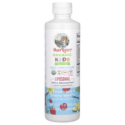 Organic Детский Multivitamin Liposomal, Ages 4-13 Years, Strawberry Cherry Vanilla, 15.22 fl oz (450 ml)