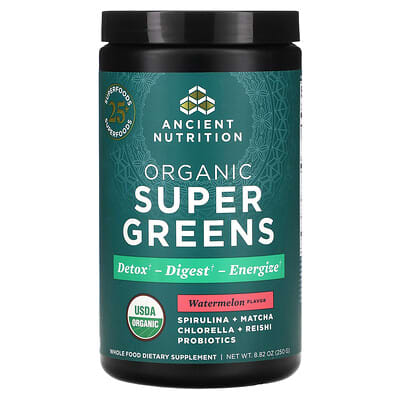 Ancient Nutrition органический суперфуд SuperGreens, арбуз, 8.82 oz (250 g)