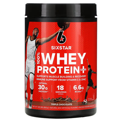 SIXSTAR 100% Whey Protein Plus, тройной шоколад, 1.81 lb (821 g)